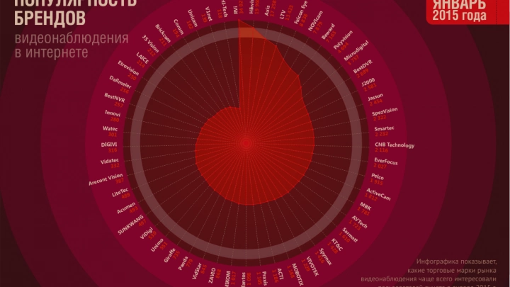 Популярность брендов видеонаблюдения в интернете (январь 2015 года)