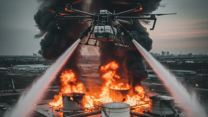 Компания «Энергосила» представила свою разработку беспилотника для тушения пожаров