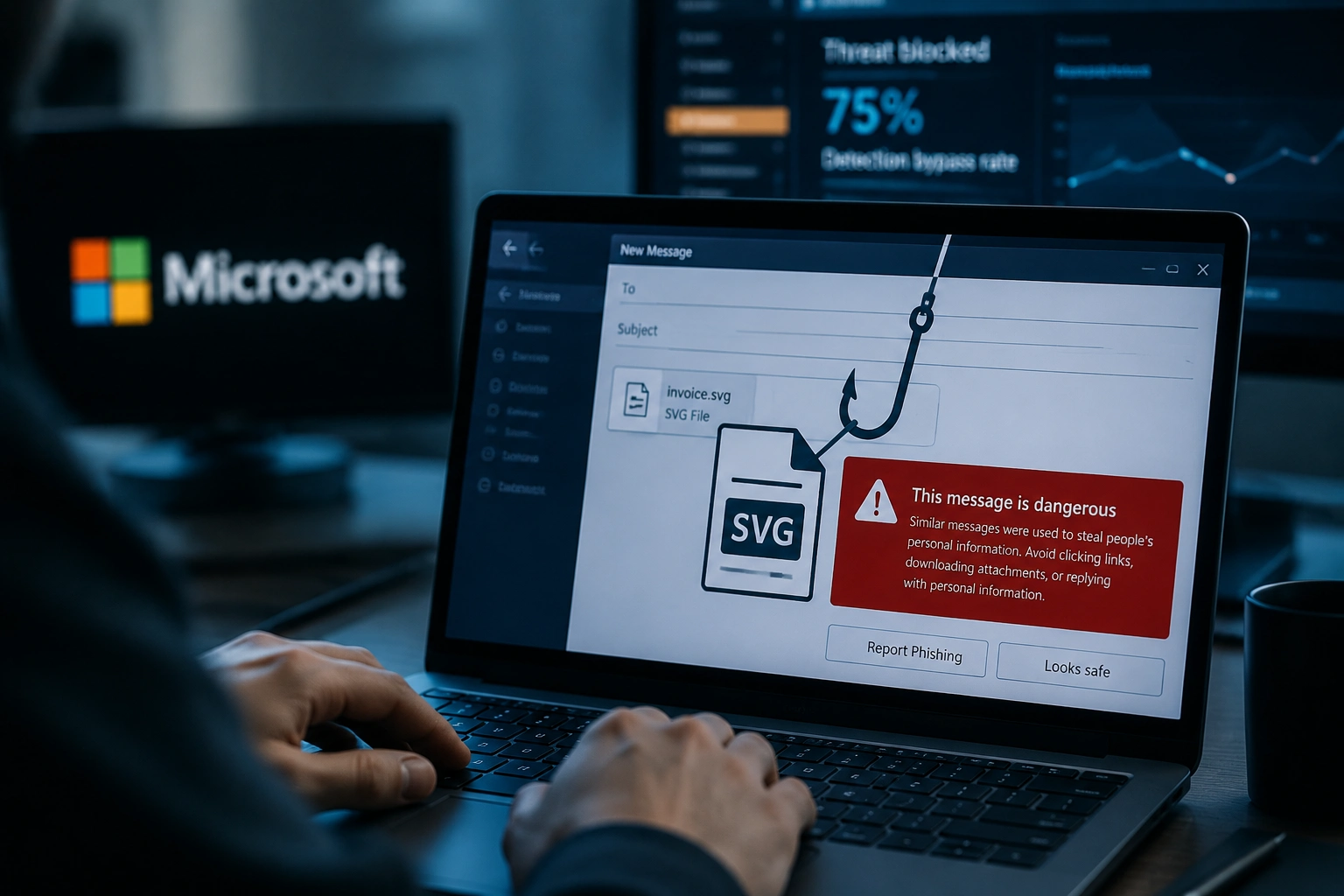 Фишинговая кампания с SVG Smuggling обошла защитные фильтры Microsoft в 75% случаев