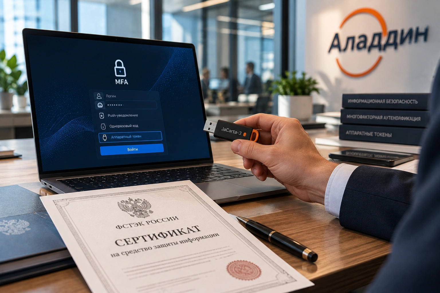 «Аладдин» получил сертификат ФСТЭК России на комплекс многофакторной аутентификации MFA JaCarta-3