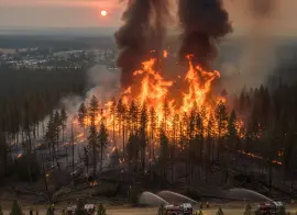 В сравнении с прошлым годом площадь лесных пожаров в России сократилась в 7,8 раза